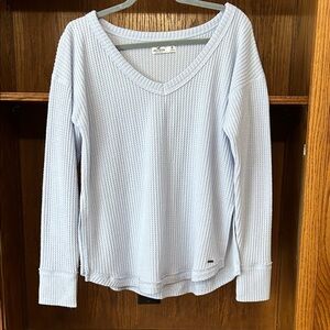 Hollister Light Blue Waffle Knit Long Sleeve Top